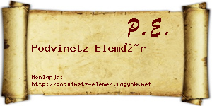 Podvinetz Elemér névjegykártya